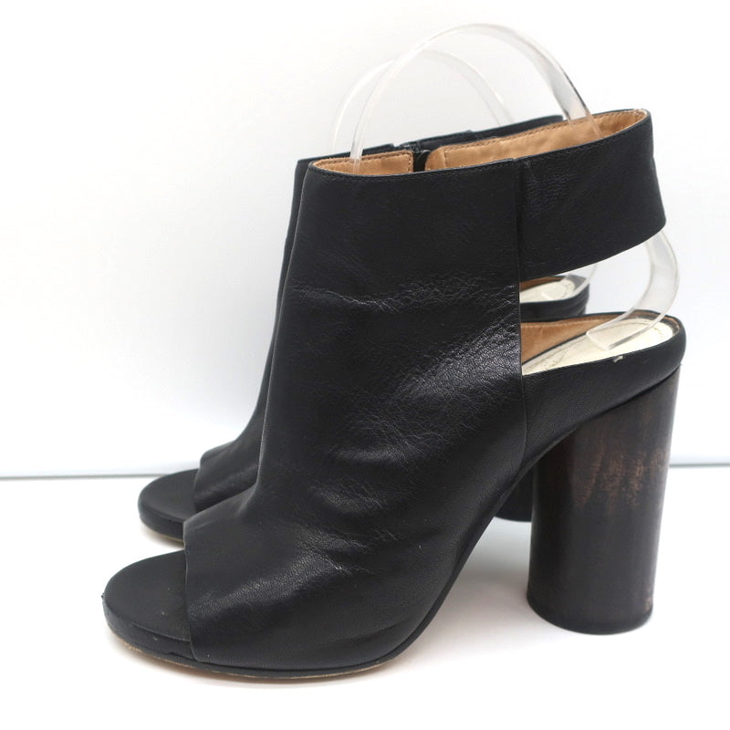 Maison Margiela Open Toe Booties Black Leather Size 37.5 Round Heel Slingback product image 5, provided for visual reference