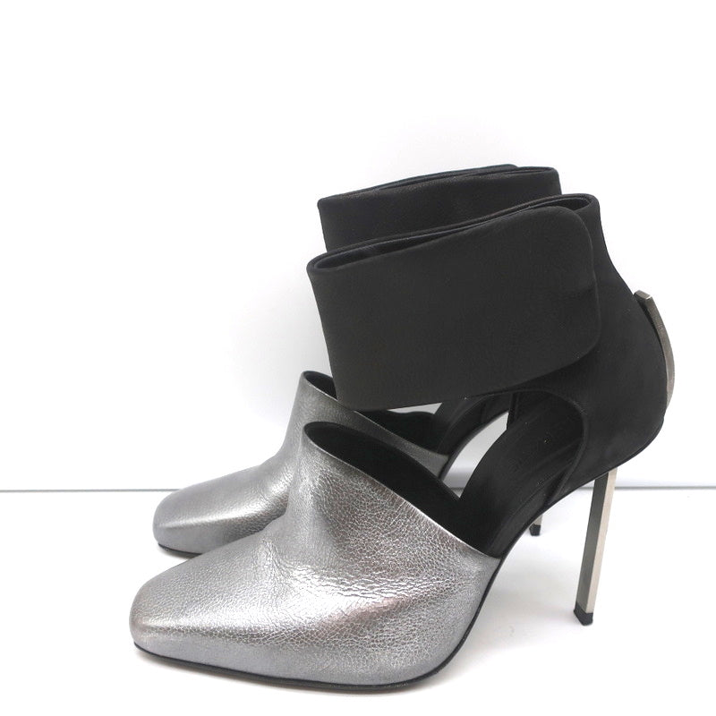 Vic Matie Metal Heel Pumps Black Nubuck & Silver Metallic Leather Size 37.5 product image 6, provided for visual reference