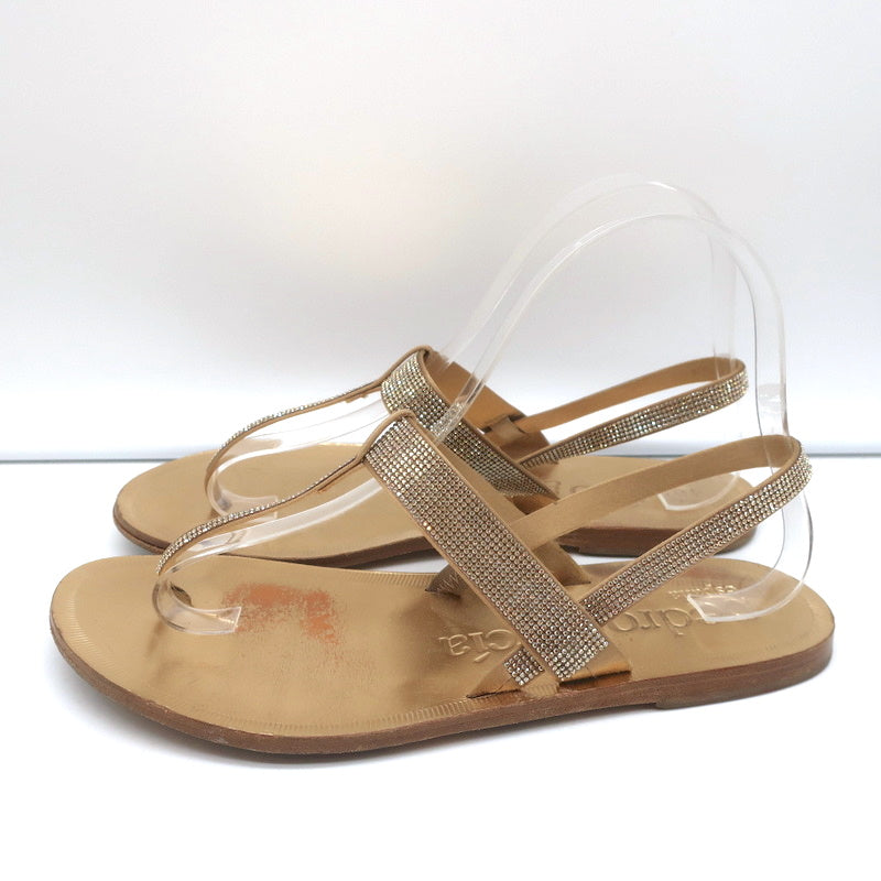 Pedro Garcia Crystal Thong Sandals Zulmar Gold Satin Size 38 Slingback Flats product image 6, provided for visual reference