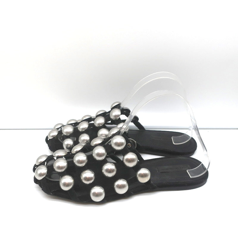 Alexander Wang Amelia Mules Black Studded Suede Size 37 Caged Sandals product image 6, provided for visual reference and