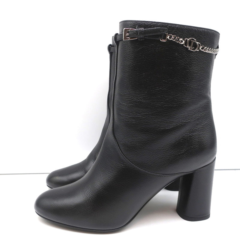 Christian Dior CD Chain Embellished Ankle Boots Black Leather Size 36 High Heel product image 6, provided for visual