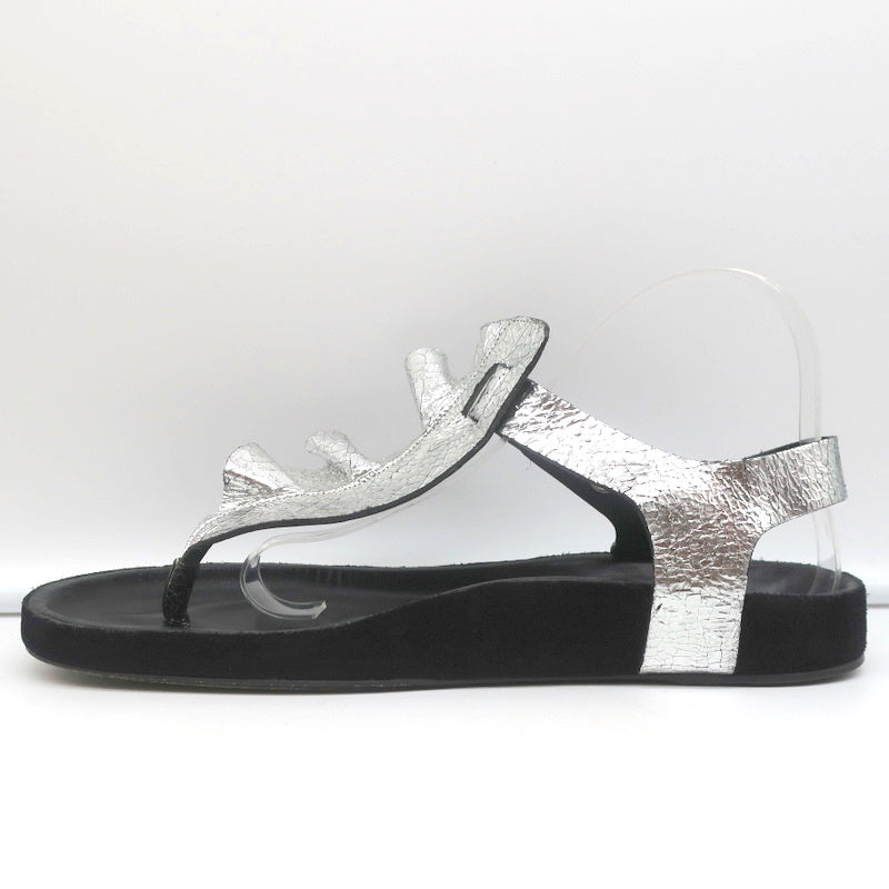 Isabel Marant Leakey Ruffle Sandals Silver Metallic Leather Size 41 product image 4, provided for visual reference and