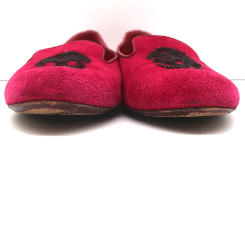 Alexander McQueen Sequin Skull Loafers Magenta Suede Size 37 Slip-On Flats product image 6, provided for visual reference