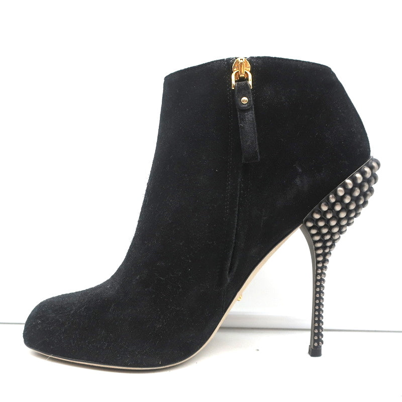 Sergio Rossi Studded Heel Booties Black Suede Size 38.5 Ankle Boots product image 6, provided for visual reference and