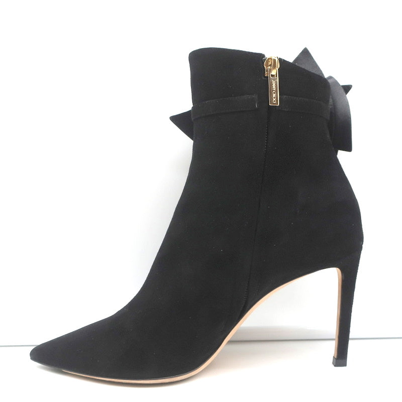 Jimmy Choo Kassidy Bow Ankle Boots Black Suede Size 39 Pointed Toe High Heel product image 6, provided for visual reference