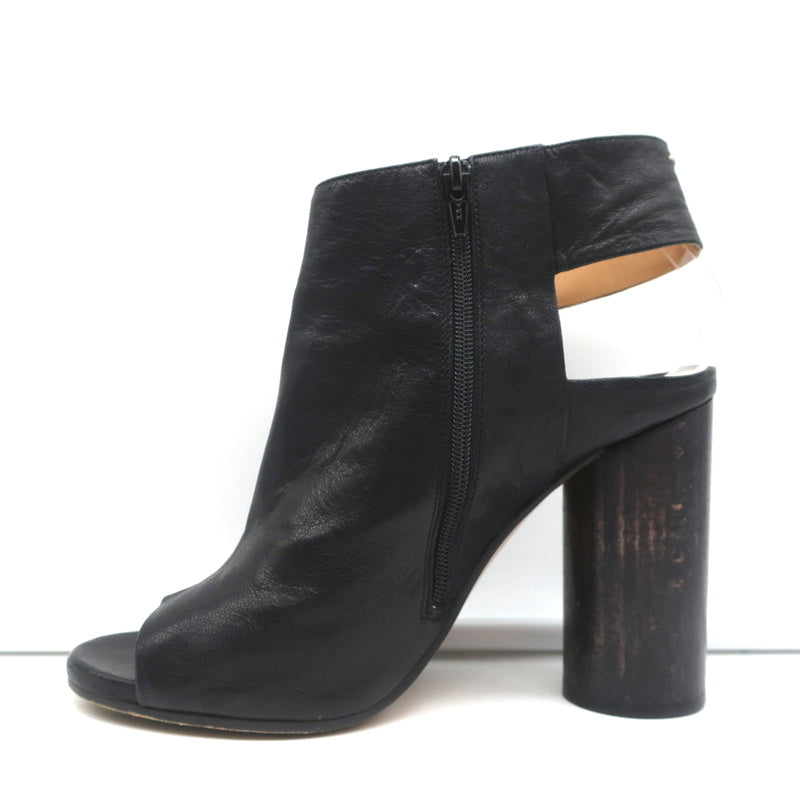 Maison Margiela Open Toe Booties Black Leather Size 37.5 Round Heel Slingback product image 6, provided for visual reference