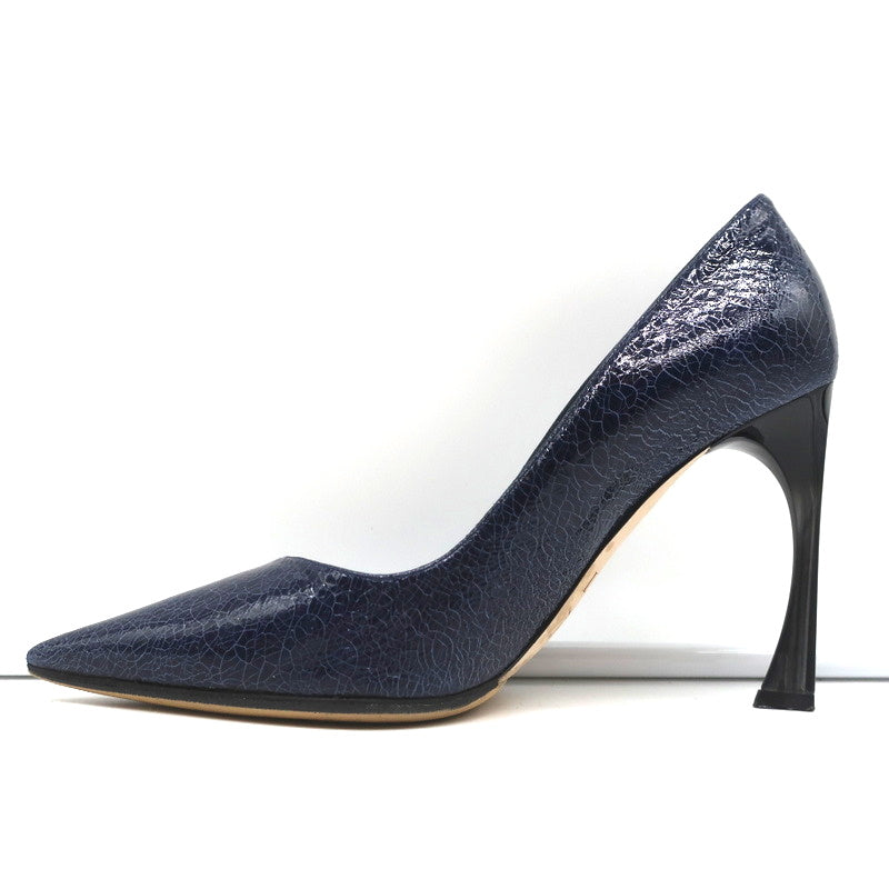 Christian Dior Songe Pumps Navy Cracked Leather Size 37 Pointed Toe Heels product image 6, provided for visual reference and