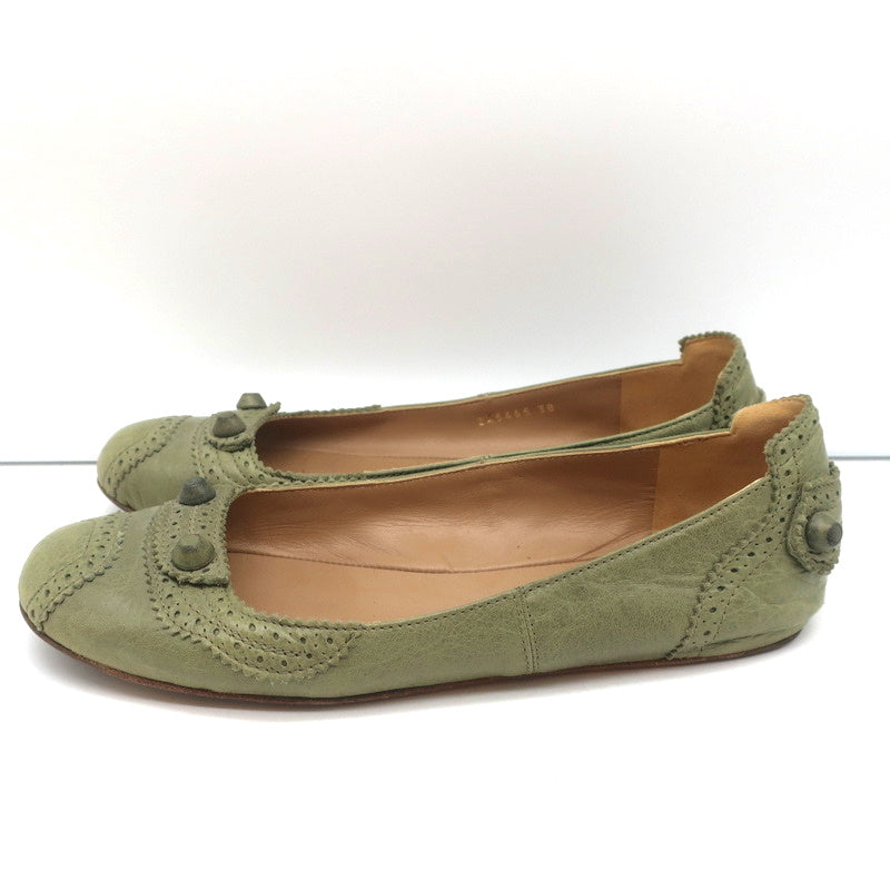 Balenciaga Brogue Studded Ballet Flats Sage Arena Leather Size 38 product image 6, provided for visual reference and product