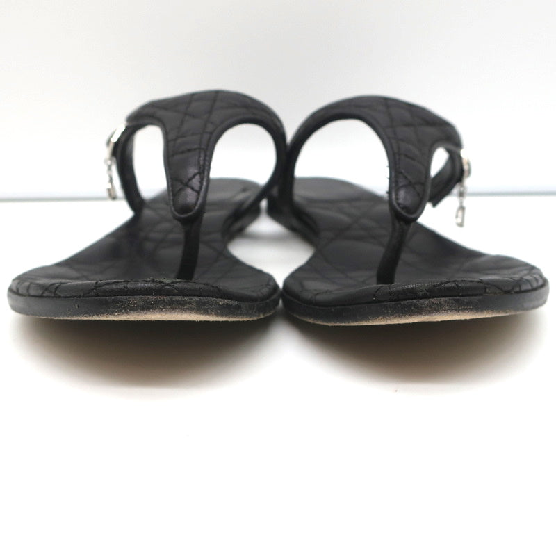 Christian Dior Cannage Thong Sandals Black Leather Size 35.5 Flat Slides product image 6, provided for visual reference and