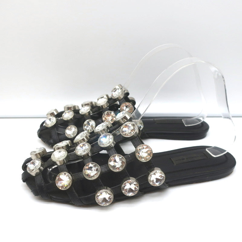 Alexander Wang Amelia Crystal-Studded Mules Black Leather Size 39 Caged Sandals product image 6, provided for visual