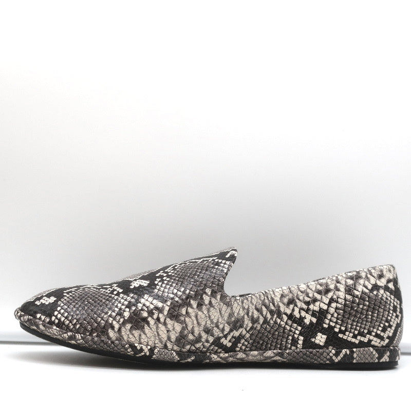 Vince Loafers Paz Gray/Cream Snake-Print Leather Size 7 Slip-On Flats product image 6, provided for visual reference and