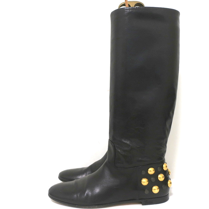 Gucci Babouska Studded Heel Knee High Boots Black Leather Size 38.5 product image 6, provided for visual reference and