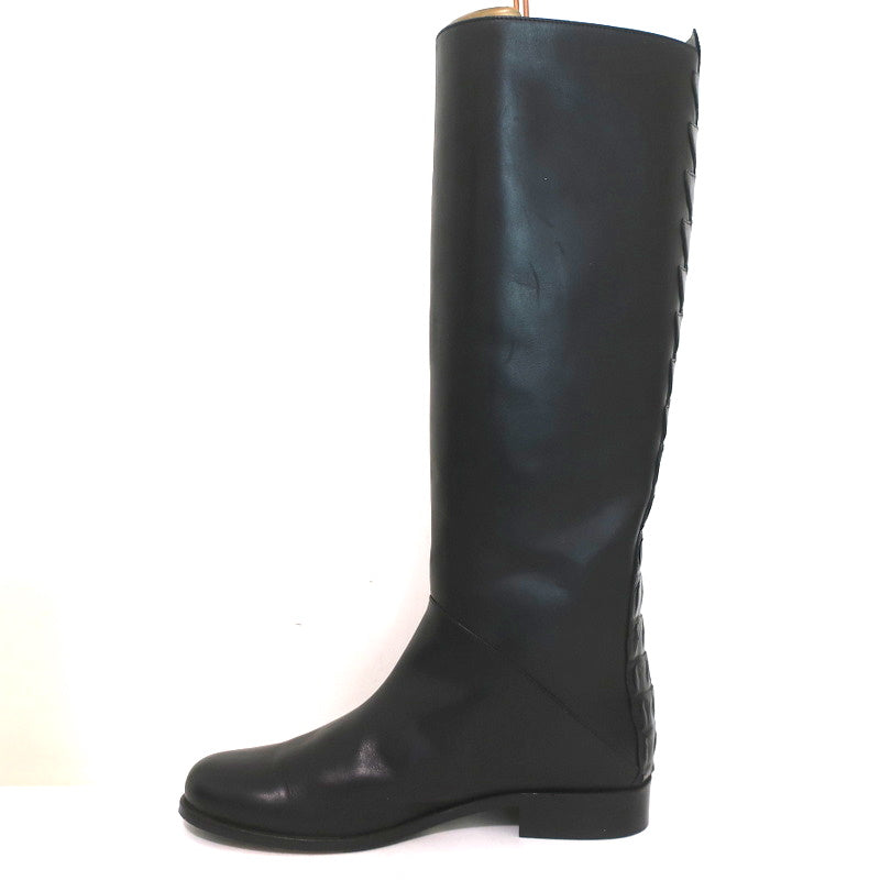 Fendi Riding Boots Black Croc-Trim Leather Size 36 Flat Knee High Boots product image 6, provided for visual reference and
