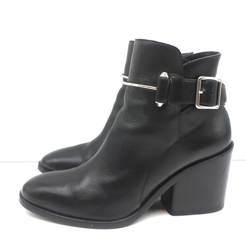 Balenciaga Metal Bar Ankle Boots Black Leather Size 38.5 Chunky Heel Booties product image 6, provided for visual reference