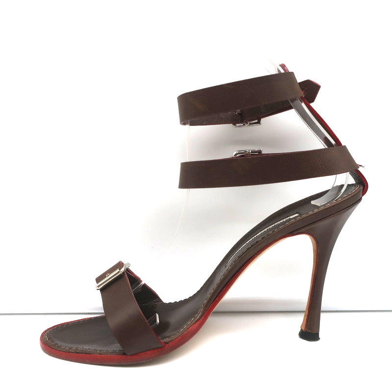 Manolo Blahnik Double Ankle Strap Sandals Dark Brown Leather Size 38.5 product image 6, provided for visual reference and