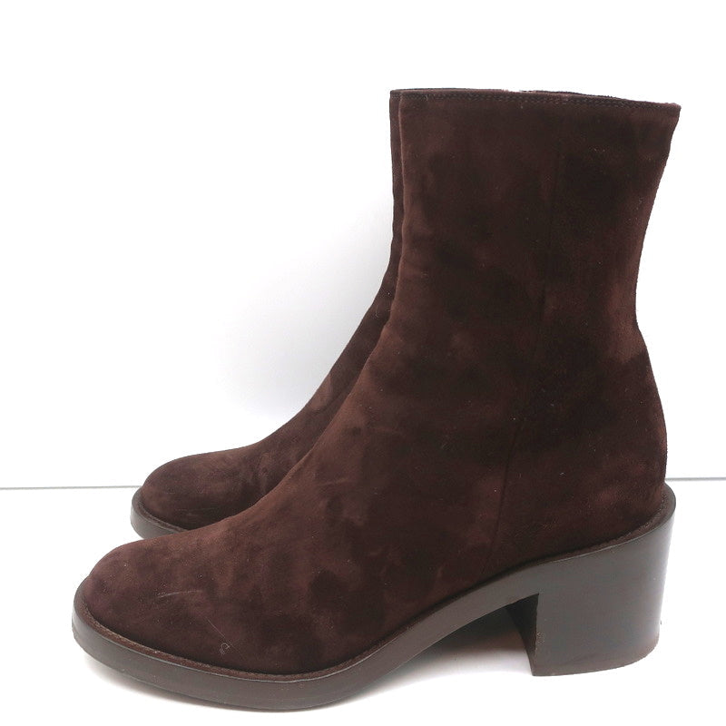 Gianvito Rossi Block Heel Ankle Boots Dark Brown Suede Size 38 product image 6, provided for visual reference and product