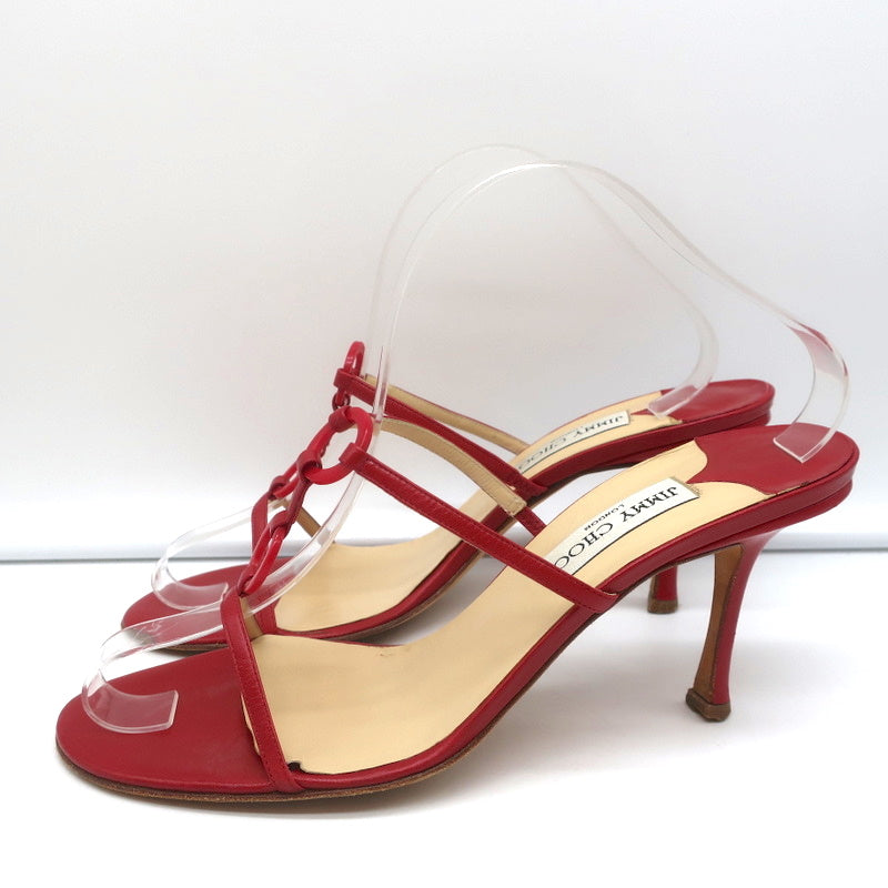 Jimmy Choo Ring Slide Sandals Red Leather Size 41 Open Toe Heels product image 6, provided for visual reference and product