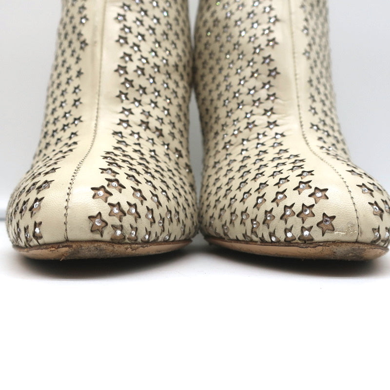 Charlotte Olympia Alba Star Ankle Boot Cream Crystal-Embellished Leather Size 38 product image 6, provided for visual