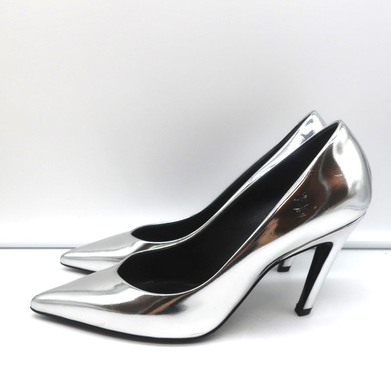 Balenciaga Broken Mirror Heels Silver Metallic Leather Size 37.5 Point-Toe Pumps product image 6, provided for visual