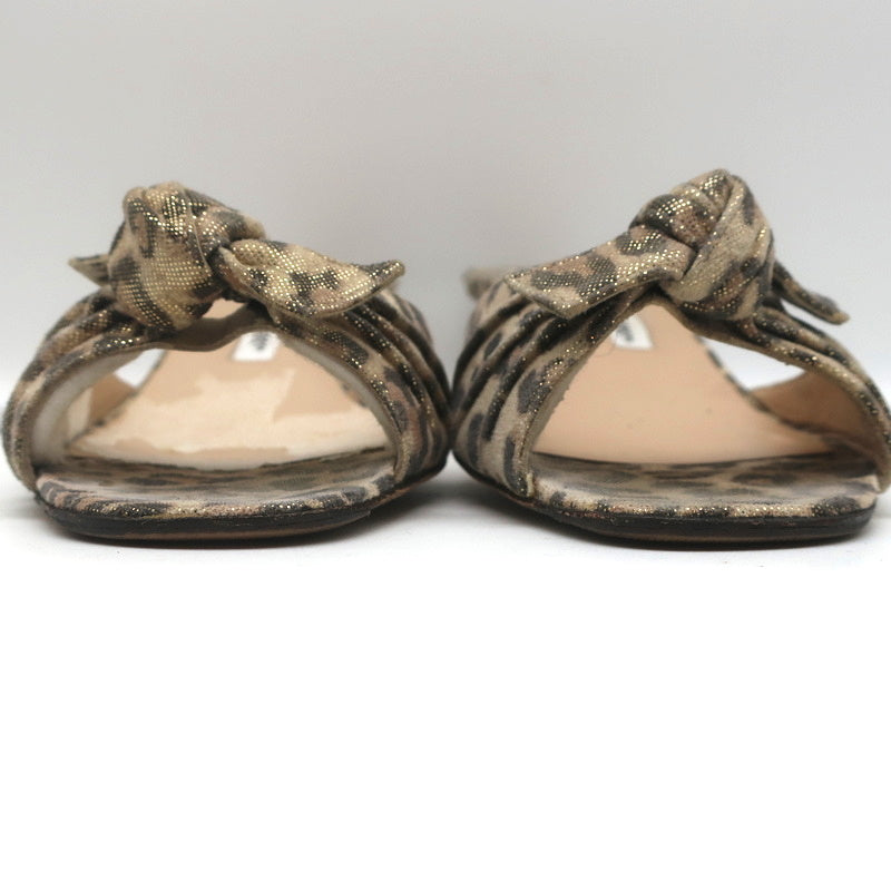Manolo Blahnik Knot Slide Sandals Metallic Leopard Print Size 39.5 Kitten Heel product image 6, provided for visual