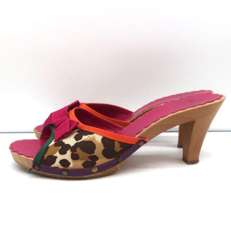 Moschino Cheap and Chic Bow Clog Sandals Leopard Print Size 40 High Heel Slides product image 6, provided for visual