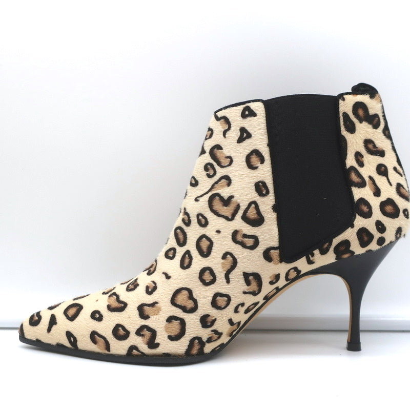 Manolo Blahnik Chelsea Booties Dildi Cream Leopard Print Calf Hair Size 38 NEW product image 6, provided for visual