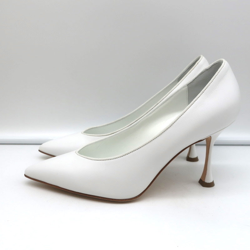 Manolo Blahnik Pumps Urgenzapla White Leather Size 36.5 Pointed Toe Heels product image 6, provided for visual reference and