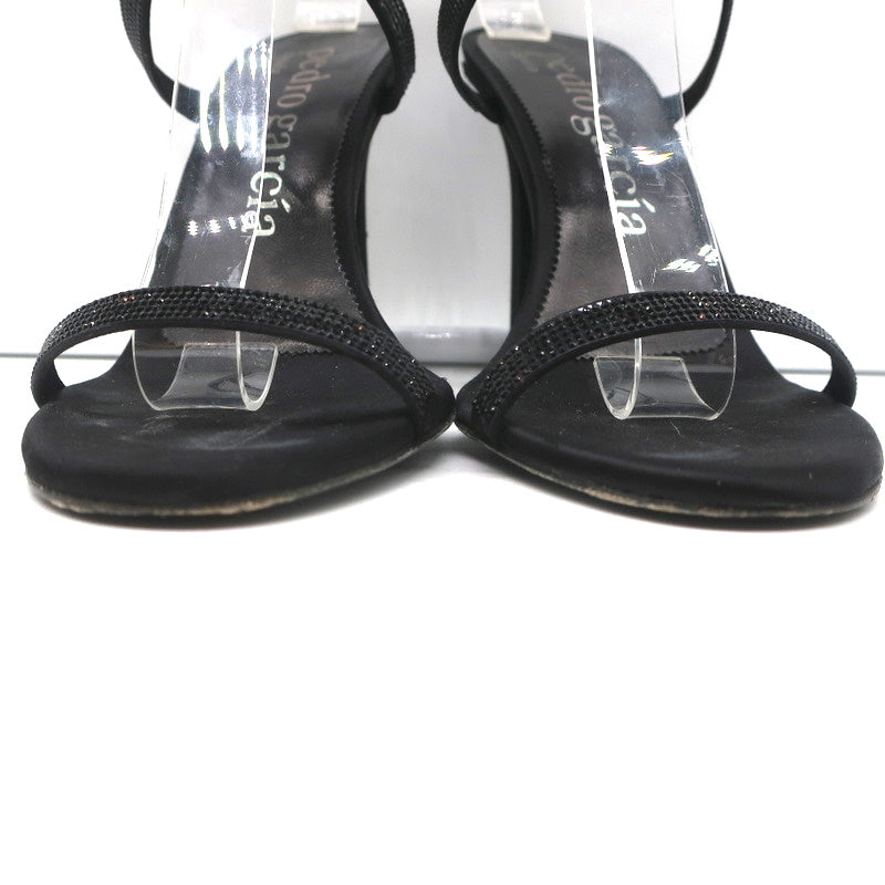 Pedro Garcia Ankle Strap Sandals Clara Black Crystal-Embellished Satin Size 37 product image 6, provided for visual