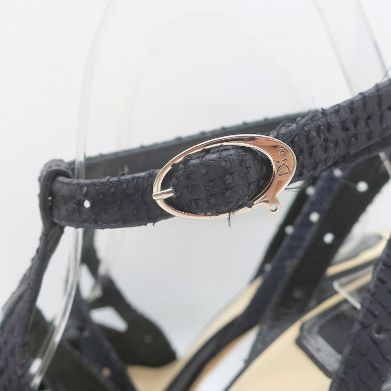Christian Dior Platform Cut-Out Sandals Black Snakeskin & Patent Size 37.5 product image 6, provided for visual reference