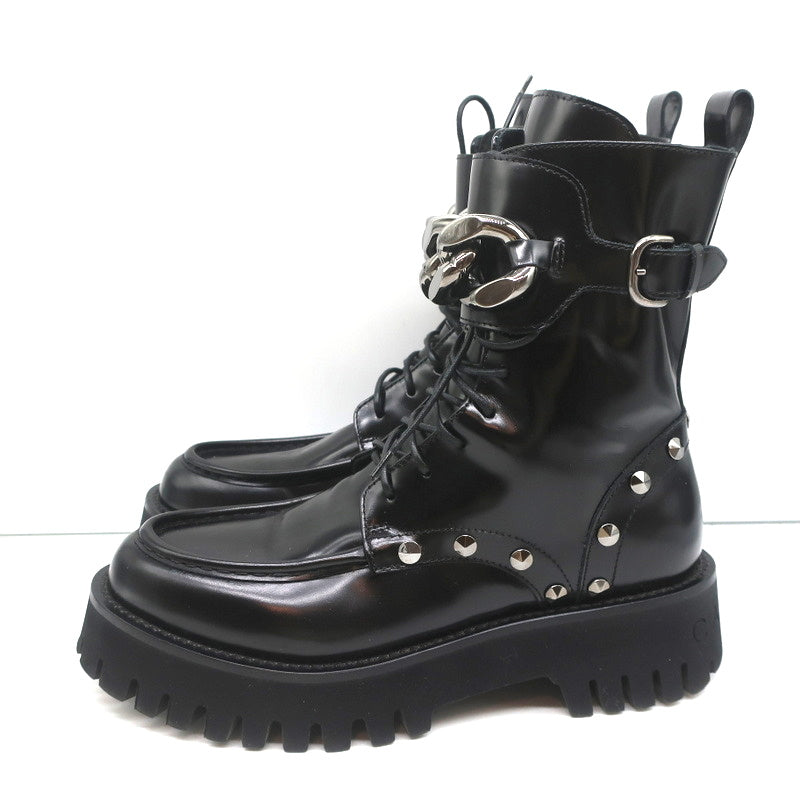 Casadei Chain Link Combat Boots Black Studded Leather Size 36.5 product image 6, provided for visual reference and product