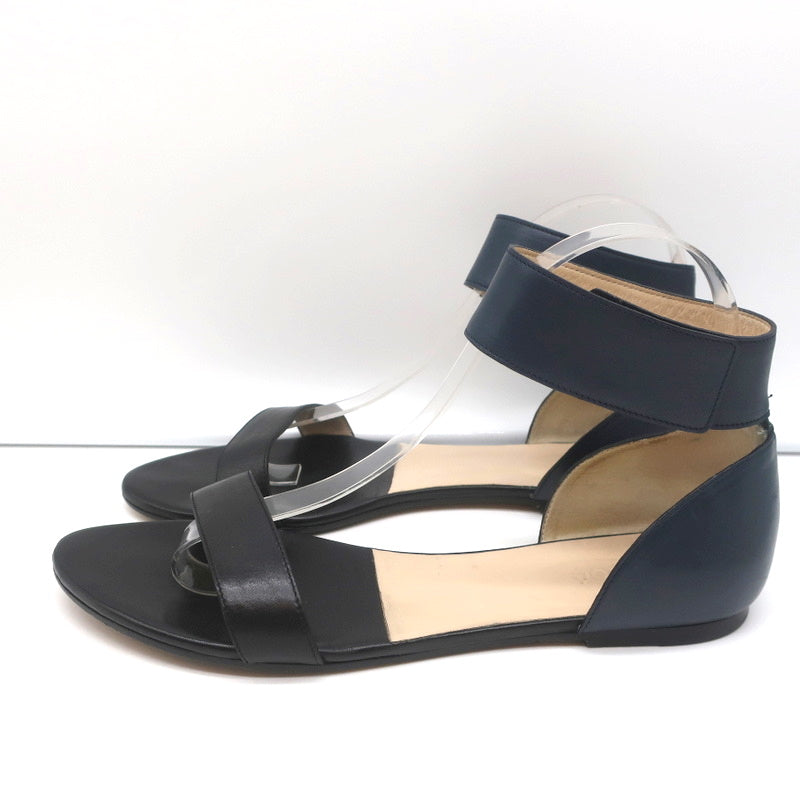 Chloe Ankle Strap Sandals Taffy Black/Blue Bicolor Leather Size 39 Open Toe Flat product image 6, provided for visual