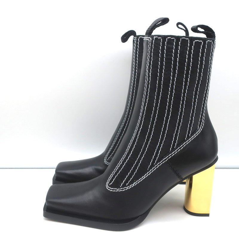 Proenza Schouler Gold Heel Chelsea Boots Black Leather Size 36.5 NEW product image 5, provided for visual reference and