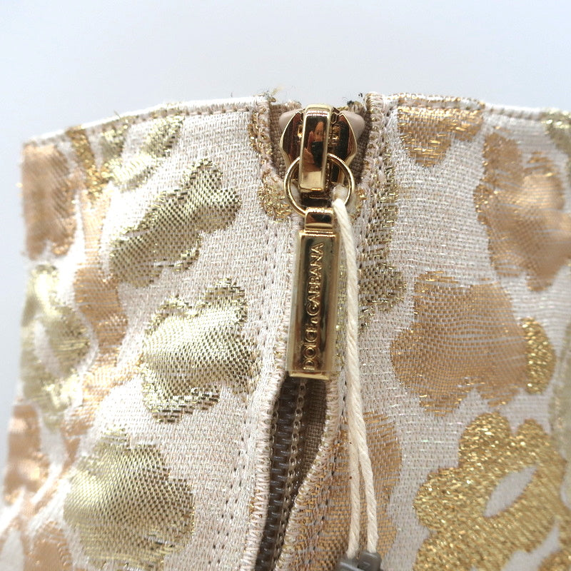 Dolce & Gabbana Ankle Boots Gold Metallic Brocade Size 39 Low Heel Booties NEW product image 7, provided for visual