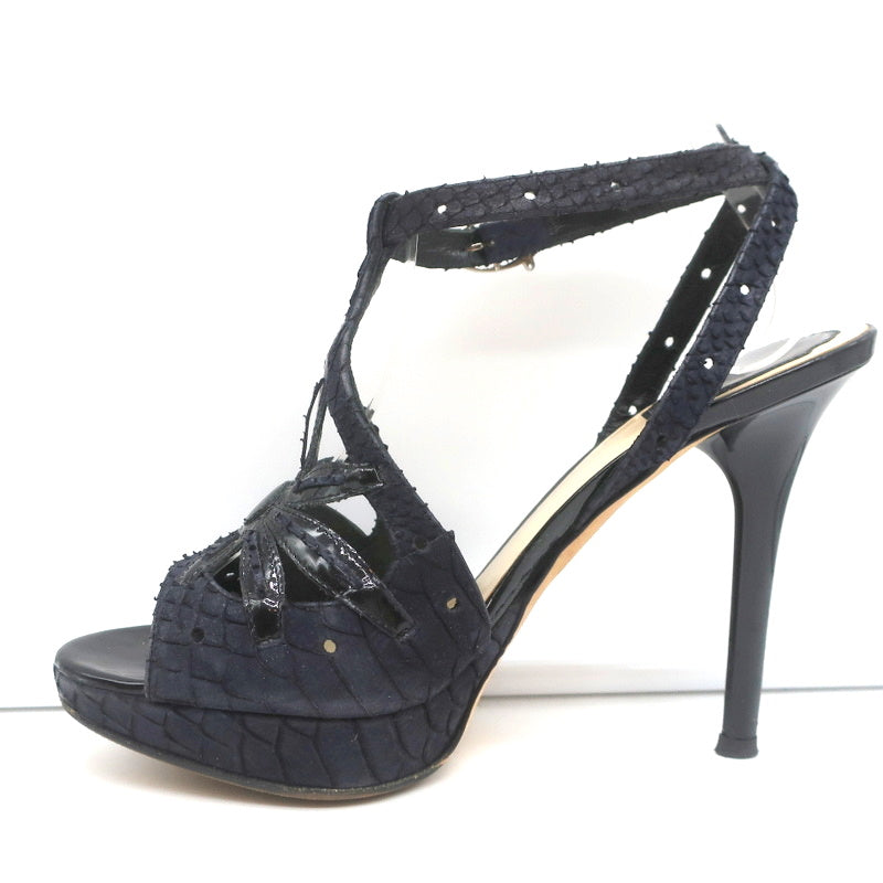 Christian Dior Platform Cut-Out Sandals Black Snakeskin & Patent Size 37.5 product image 7, provided for visual reference