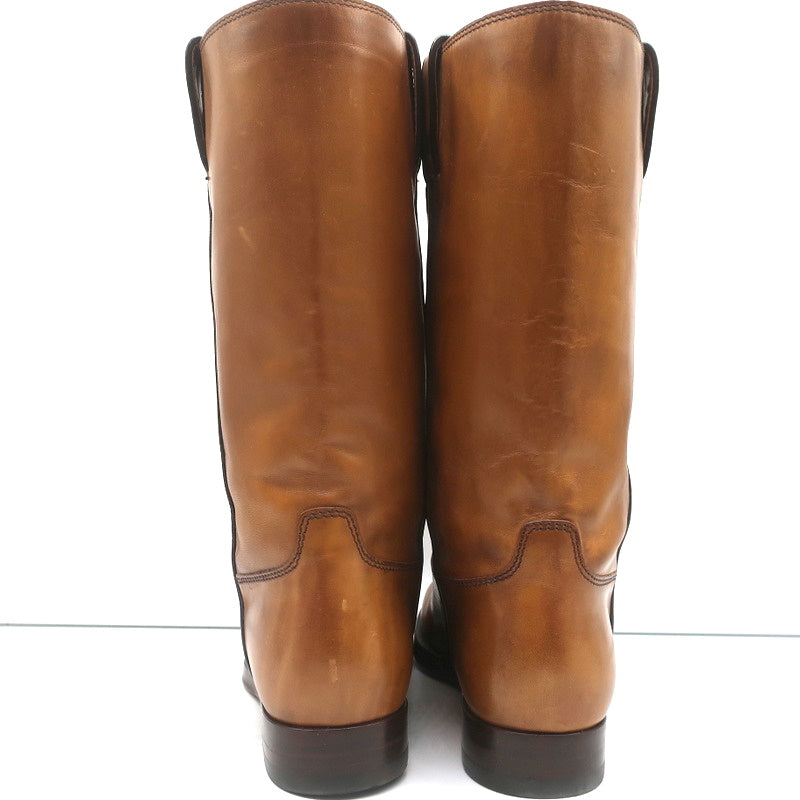 Gucci Riding Boots Brown Burnished Leather Size 37 Mid Calf Flat product image 7, provided for visual reference and product