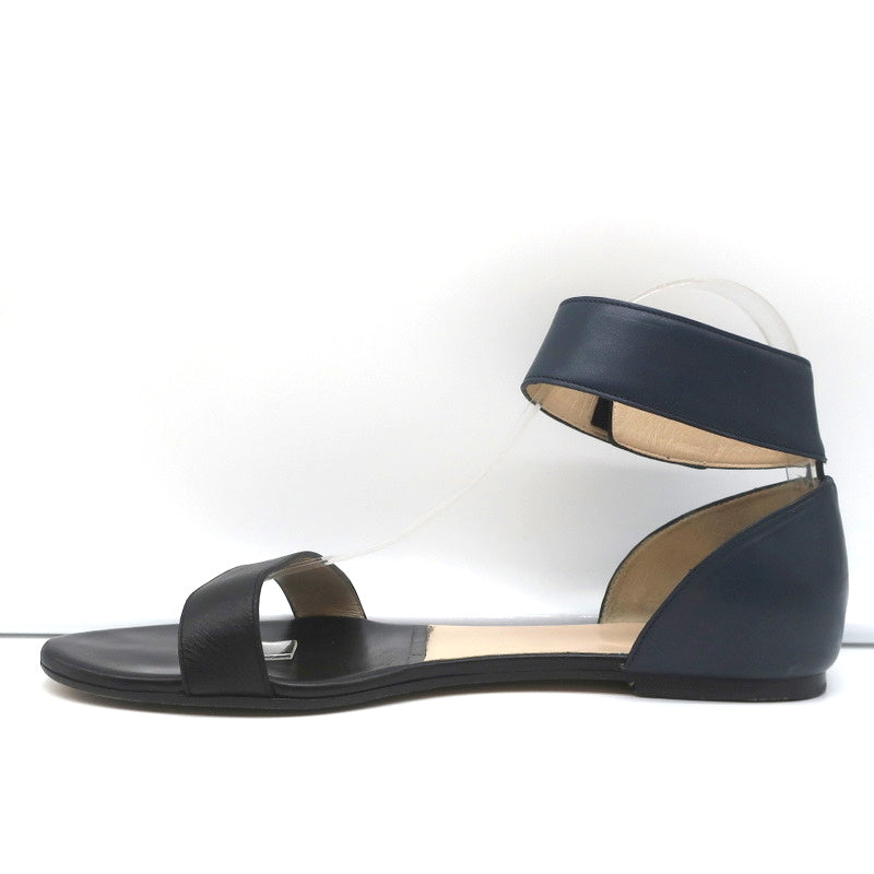 Chloe Ankle Strap Sandals Taffy Black/Blue Bicolor Leather Size 39 Open Toe Flat product image 7, provided for visual