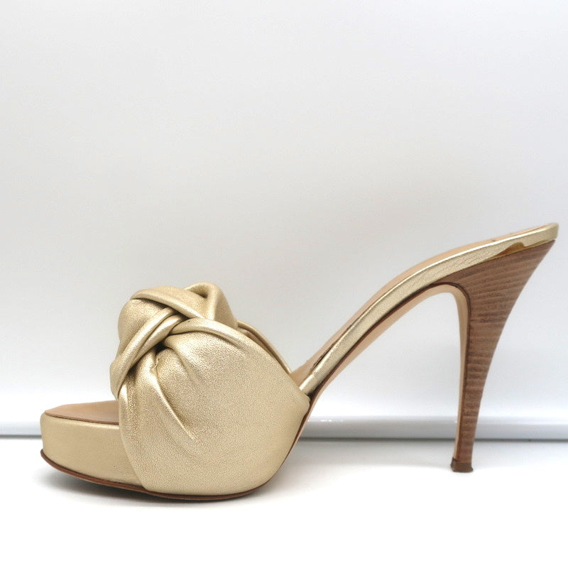 Giuseppe Zanotti Knotted Platform Mule Sandals Gold Metallic Leather Size 38.5 product image 7, provided for visual