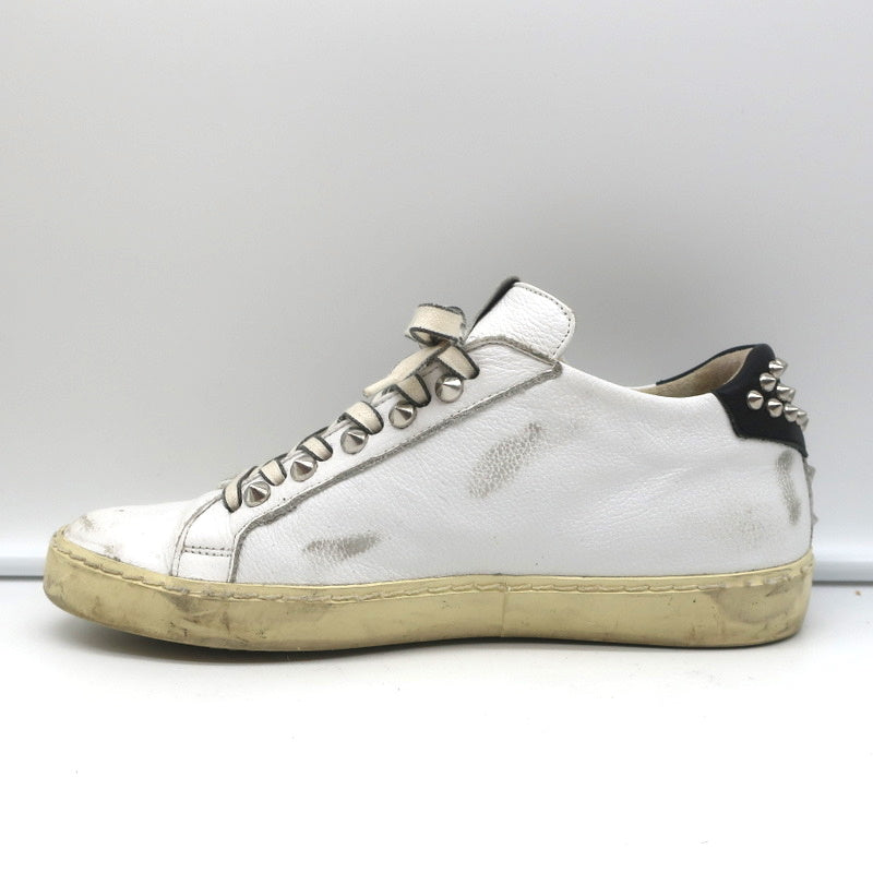 Leather Crown Iconic Stud Low Top Sneakers White & Black Leather Size 38 product image 7, provided for visual reference and