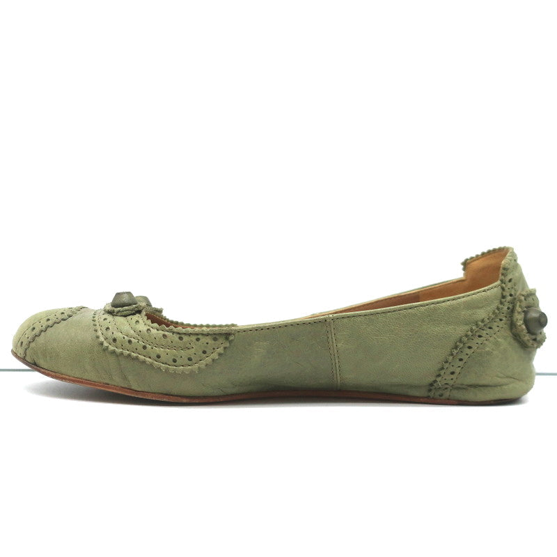 Balenciaga Brogue Studded Ballet Flats Sage Arena Leather Size 38 product image 7, provided for visual reference and product