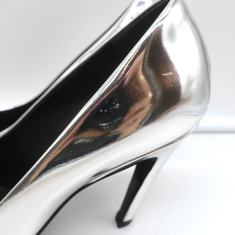 Balenciaga Broken Mirror Heels Silver Metallic Leather Size 37.5 Point-Toe Pumps product image 7, provided for visual