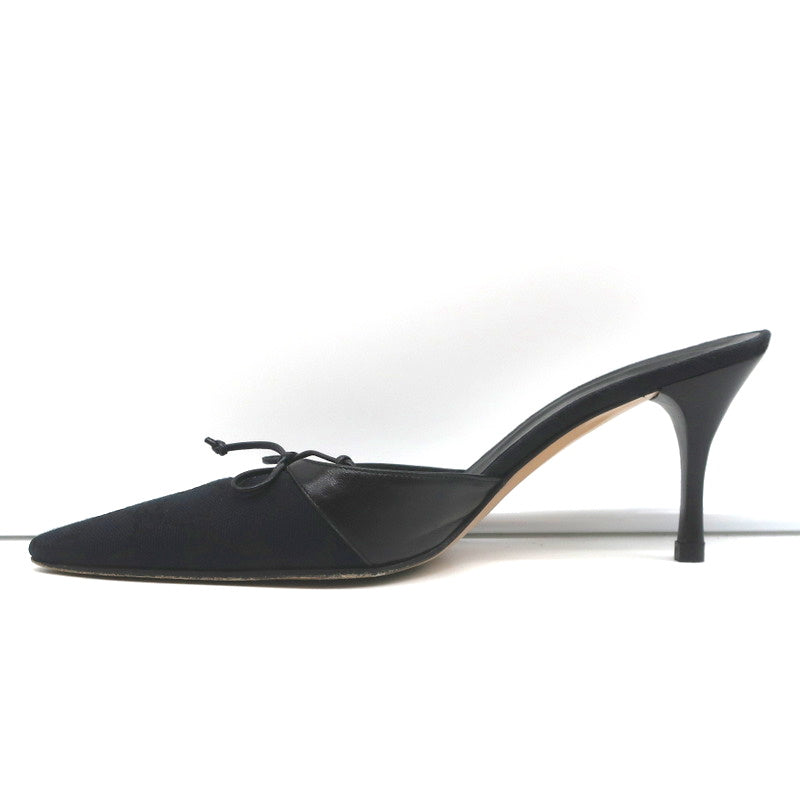Gucci Bow Mules Black Monogram Canvas & Leather Size 8 Pointed Toe Heels product image 7, provided for visual reference and