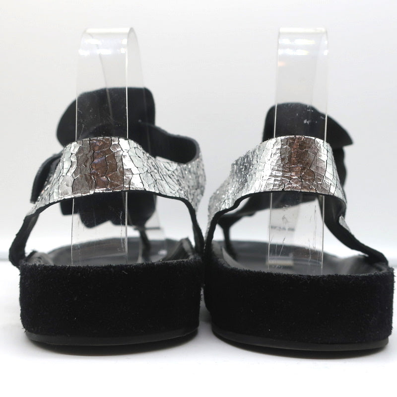 Isabel Marant Leakey Ruffle Sandals Silver Metallic Leather Size 41 product image 5, provided for visual reference and