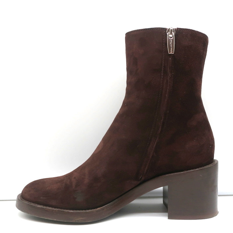 Gianvito Rossi Block Heel Ankle Boots Dark Brown Suede Size 38 product image 7, provided for visual reference and product