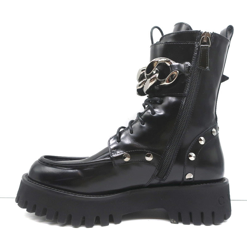 Casadei Chain Link Combat Boots Black Studded Leather Size 36.5 product image 7, provided for visual reference and product