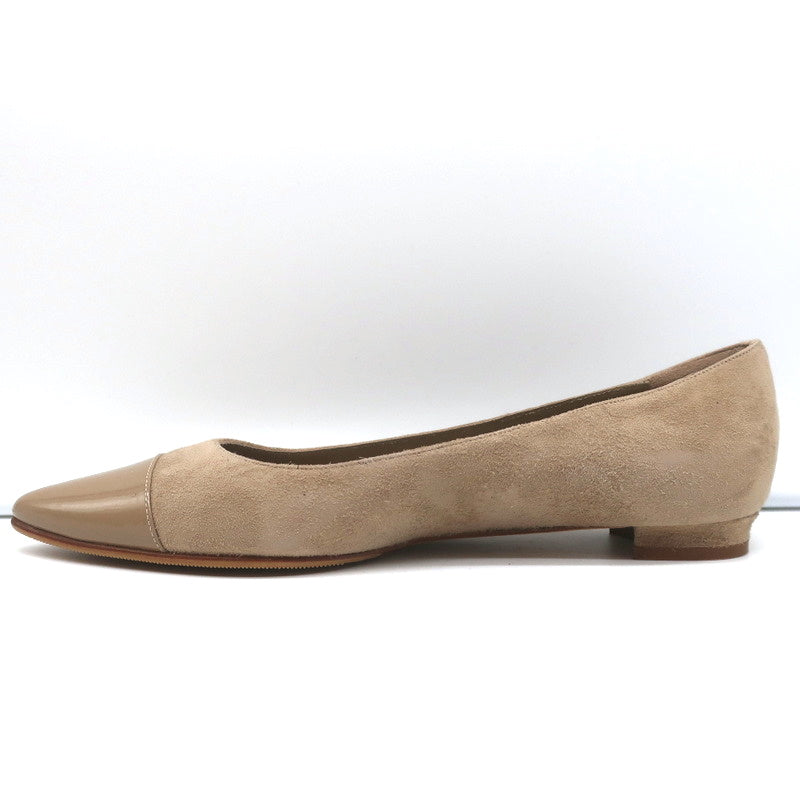 Manolo Blahnik Bipunta Cap Toe Flats Taupe Suede & Patent Leather Size 36 NEW product image 7, provided for visual reference