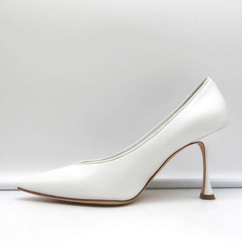 Manolo Blahnik Pumps Urgenzapla White Leather Size 36.5 Pointed Toe Heels product image 7, provided for visual reference and