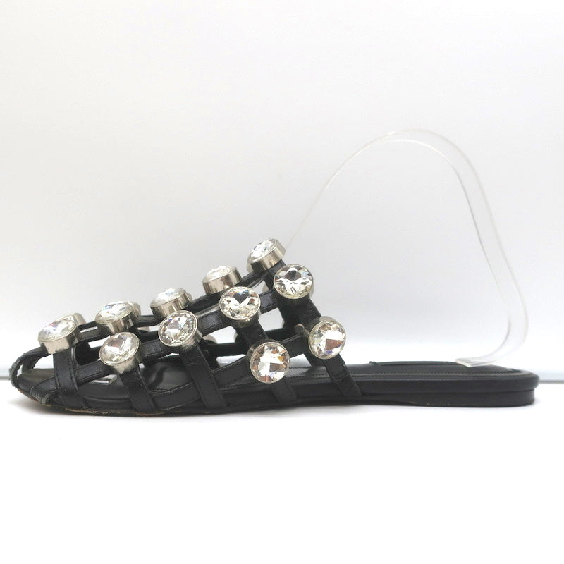 Alexander Wang Amelia Crystal-Studded Mules Black Leather Size 39 Caged Sandals product image 7, provided for visual