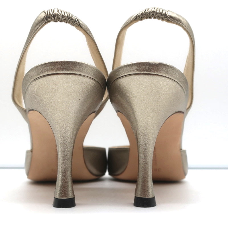 Manolo Blahnik Carolyne Slingback Pumps Gold Metallic Leather Size 38.5 product image 7, provided for visual reference and