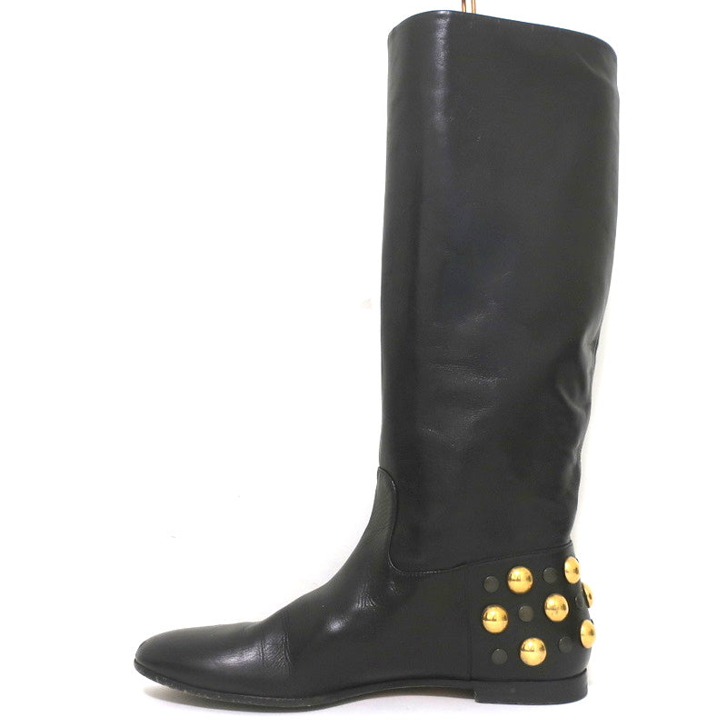 Gucci Babouska Studded Heel Knee High Boots Black Leather Size 38.5 product image 7, provided for visual reference and