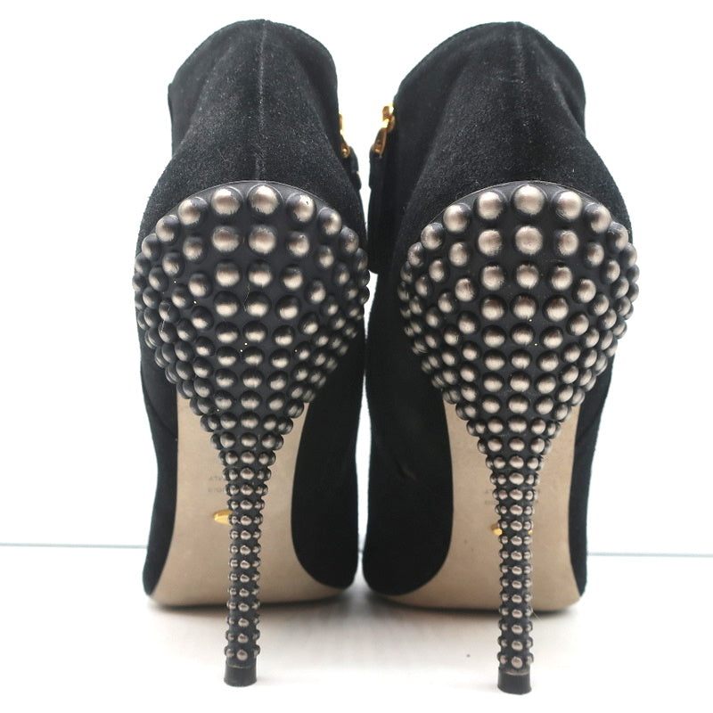 Sergio Rossi Studded Heel Booties Black Suede Size 38.5 Ankle Boots product image 7, provided for visual reference and